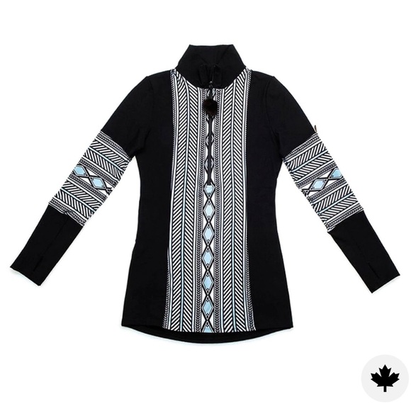 harricana Sweaters - Harricana Middle Jacquard 1/4 Zip Thermal Top, sz L